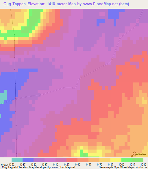 Gug Tappeh,Iran Elevation Map