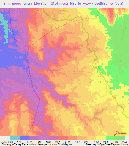 Shimangus-Tahtay,Eritrea Elevation Map