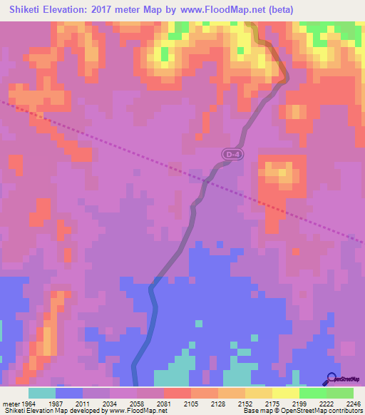 Shiketi,Eritrea Elevation Map