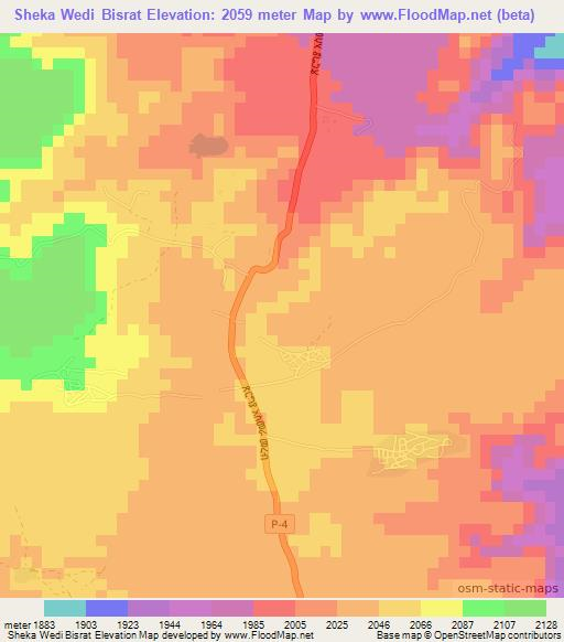 Sheka Wedi Bisrat,Eritrea Elevation Map