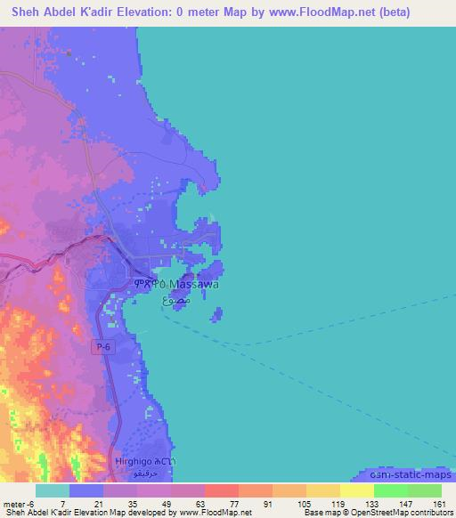 Sheh Abdel K'adir,Eritrea Elevation Map