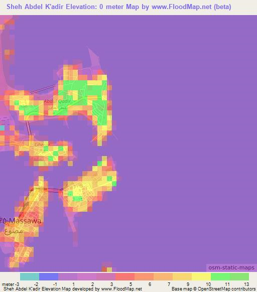 Sheh Abdel K'adir,Eritrea Elevation Map