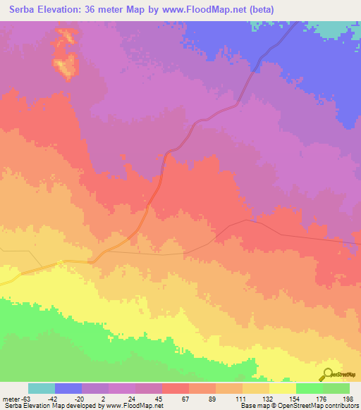 Serba,Ethiopia Elevation Map