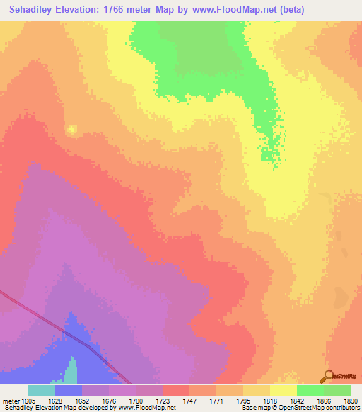 Sehadiley,Ethiopia Elevation Map