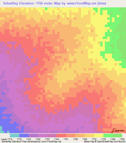 Sehadiley,Ethiopia Elevation Map