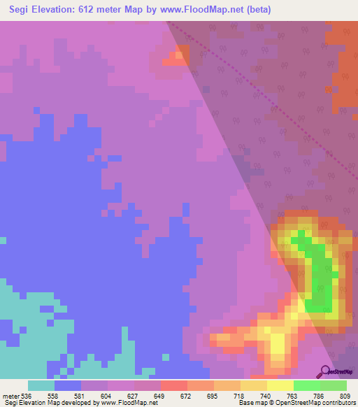 Segi,Ethiopia Elevation Map