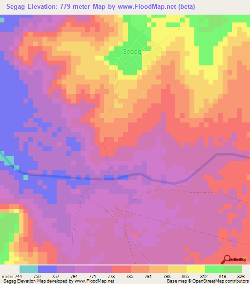 Segag,Ethiopia Elevation Map