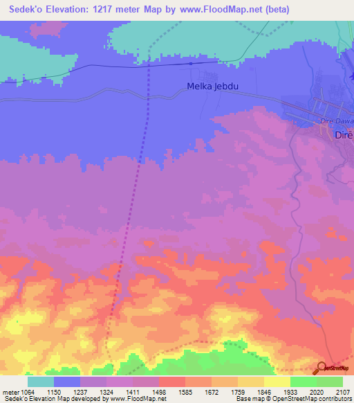 Sedek'o,Ethiopia Elevation Map