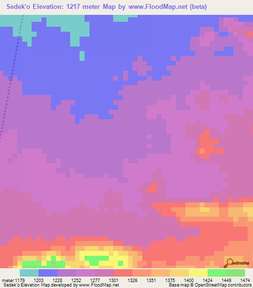 Sedek'o,Ethiopia Elevation Map