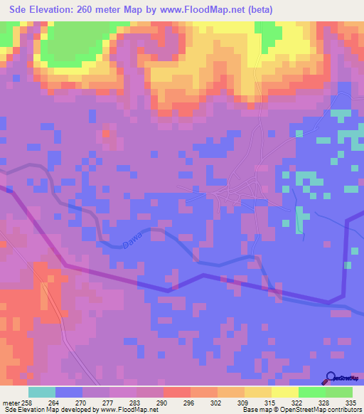 Sde,Ethiopia Elevation Map