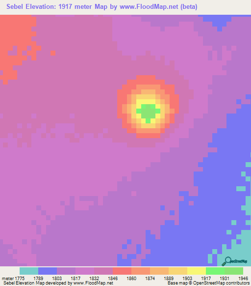Sebel,Ethiopia Elevation Map