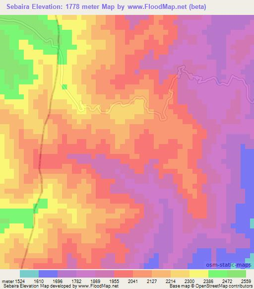 Sebaira,Ethiopia Elevation Map