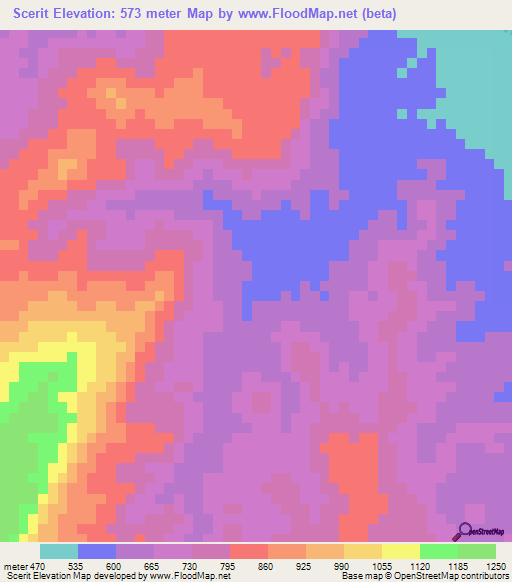 Scerit,Eritrea Elevation Map