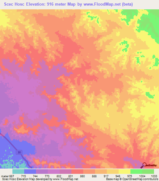 Scec Hosc,Ethiopia Elevation Map