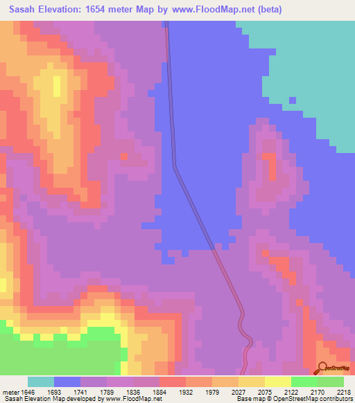 Sasah,Eritrea Elevation Map
