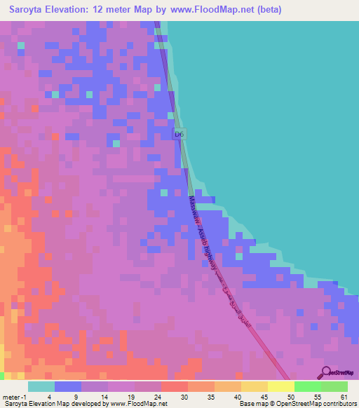 Saroyta,Eritrea Elevation Map