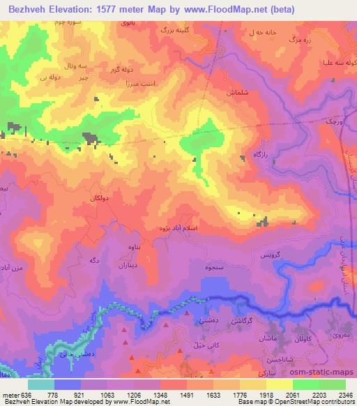 Bezhveh,Iran Elevation Map
