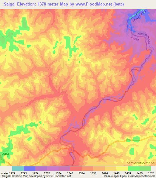 Salgal,Ethiopia Elevation Map