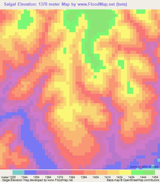 Salgal,Ethiopia Elevation Map