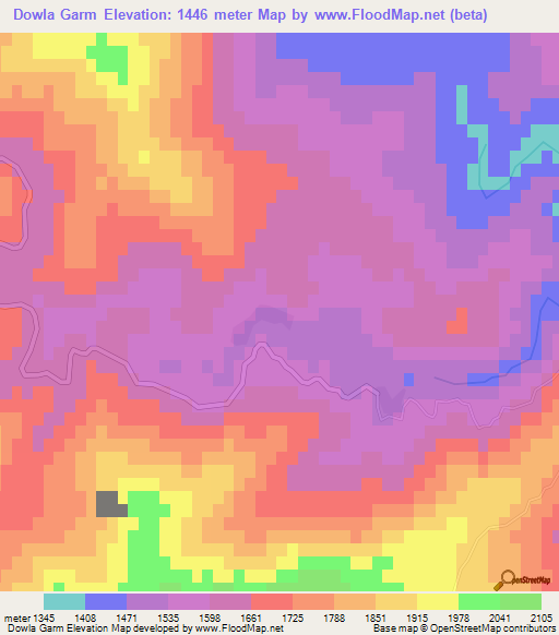Dowla Garm,Iran Elevation Map