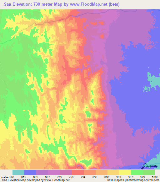 Saa,Ethiopia Elevation Map