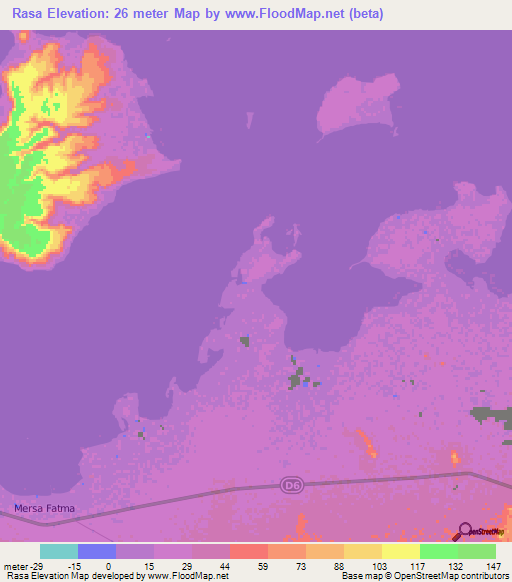 Rasa,Eritrea Elevation Map