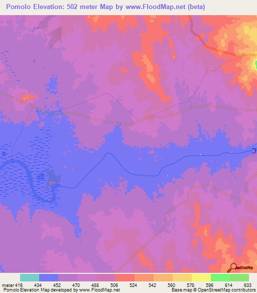Pomolo,Ethiopia Elevation Map