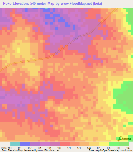 Poko,Ethiopia Elevation Map