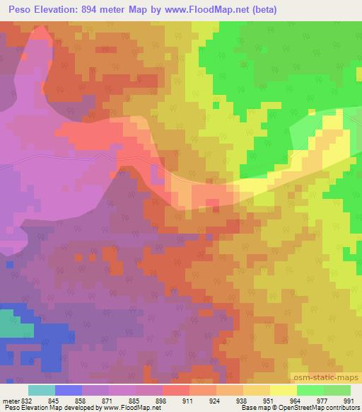 Peso,Ethiopia Elevation Map