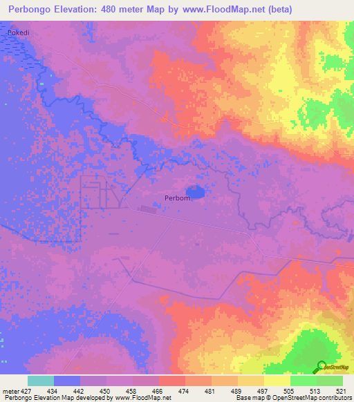 Perbongo,Ethiopia Elevation Map