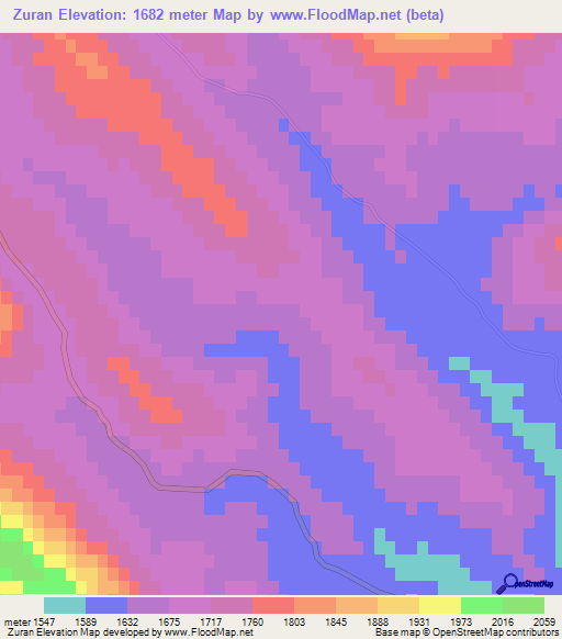 Zuran,Iran Elevation Map