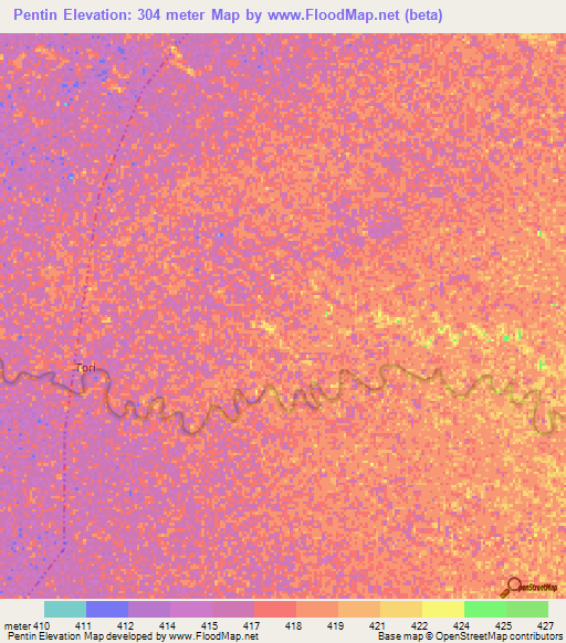 Pentin,Ethiopia Elevation Map