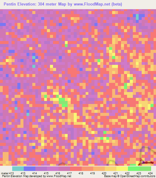 Pentin,Ethiopia Elevation Map