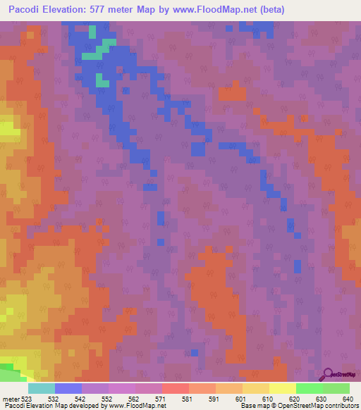 Pacodi,Ethiopia Elevation Map