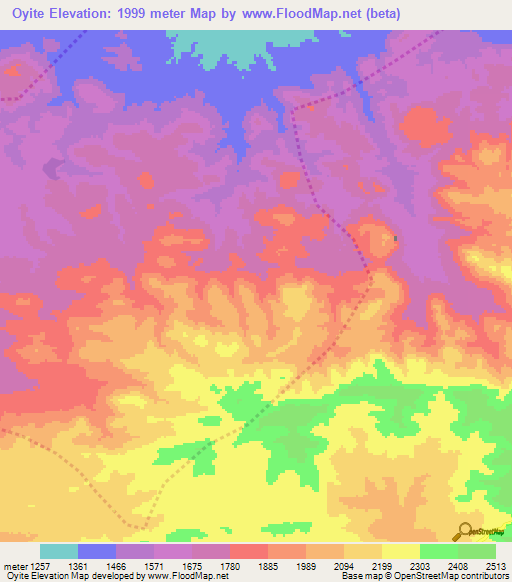 Oyite,Ethiopia Elevation Map