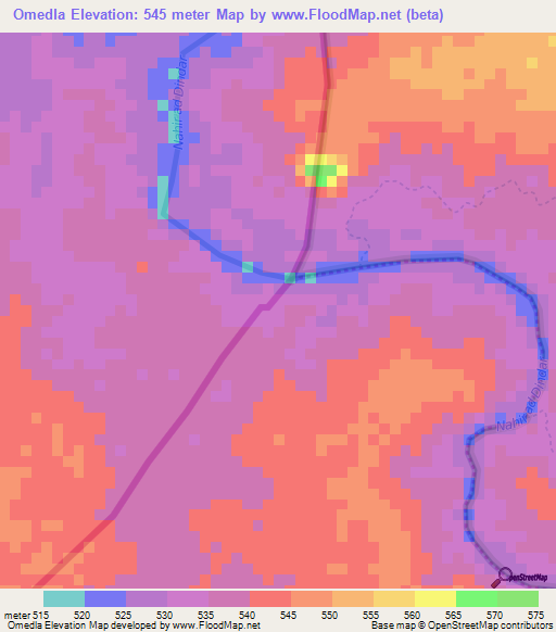 Omedla,Ethiopia Elevation Map