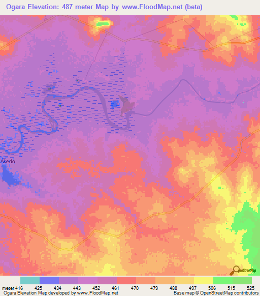 Ogara,Ethiopia Elevation Map