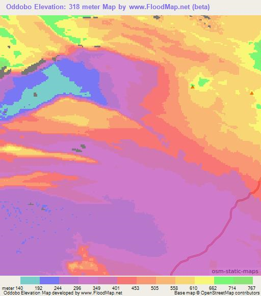 Oddobo,Ethiopia Elevation Map