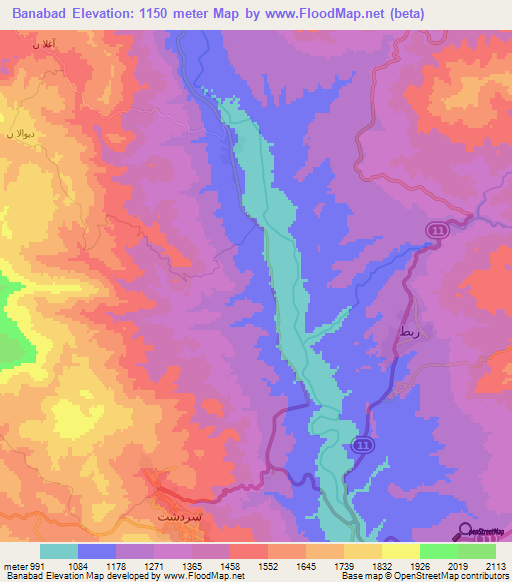 Banabad,Iran Elevation Map