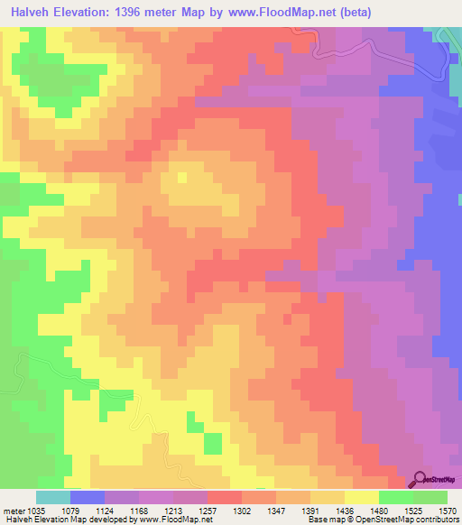 Halveh,Iran Elevation Map