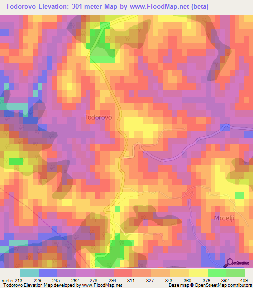 Todorovo,Bosnia and Herzegovina Elevation Map