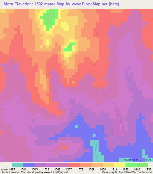 Mora,Ethiopia Elevation Map