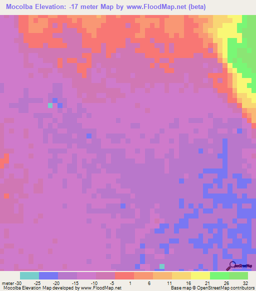 Mocolba,Eritrea Elevation Map