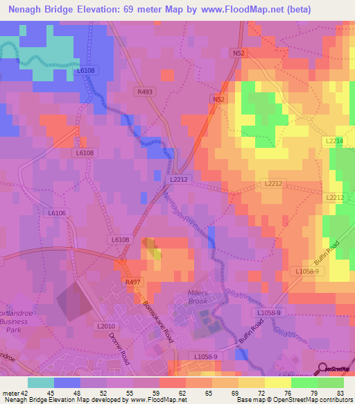 Nenagh Bridge,Ireland Elevation Map
