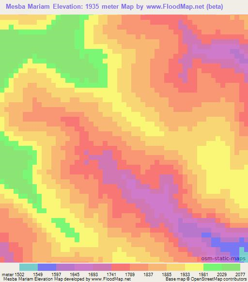 Mesba Mariam,Ethiopia Elevation Map