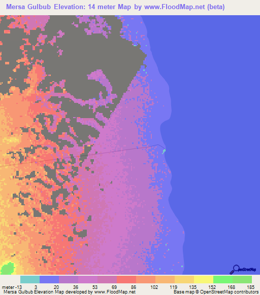 Mersa Gulbub,Eritrea Elevation Map