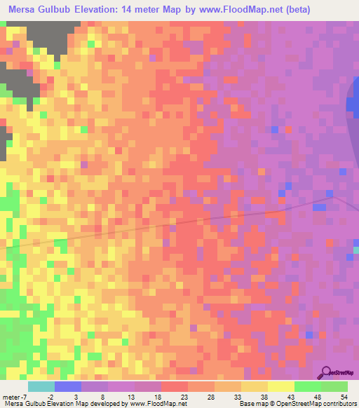 Mersa Gulbub,Eritrea Elevation Map