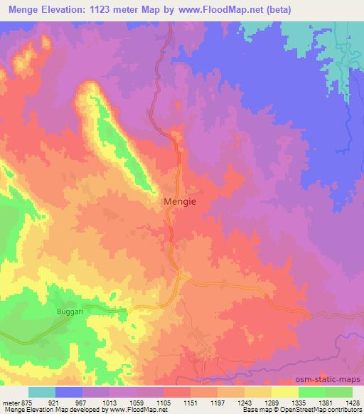 Menge,Ethiopia Elevation Map