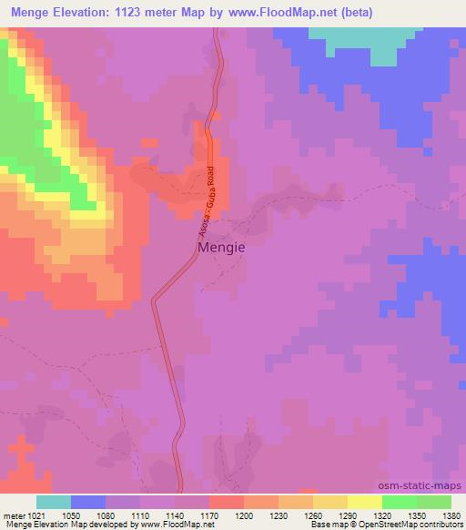Menge,Ethiopia Elevation Map
