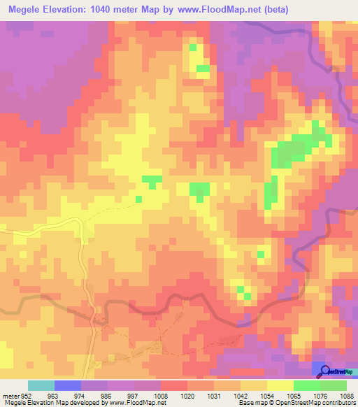 Megele,Ethiopia Elevation Map